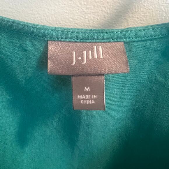 J.Jill Teal 100% Silk Blouse Size M - Picture 3 of 7